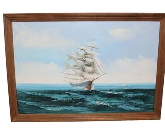 
Lot 579
Vintage signed oil on canvas of a Clipper Ship
