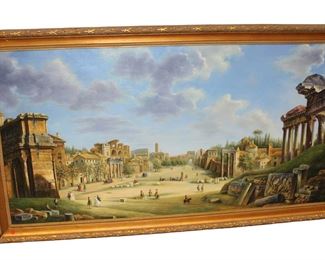 
Lot 582
Large oil on canvas in decorative carved wooden frame
