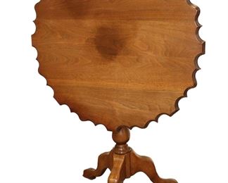 
Lot 623
Vintage solid mahogany carved edge tilt top table
