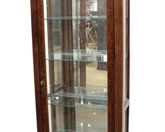 
Lot 649
Vintage Pulaski burl walnut finish mirror back display cabinet

