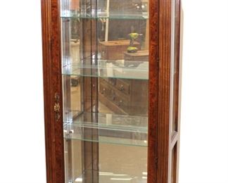 
Lot 650
Vintage Pulaski burl walnut finish mirror back display cabinet
