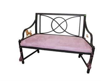 
Lot 653
Nice iron decorator bench with sitting lion arms
