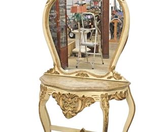 
Lot 663
Italian style decorator cultured marble top console with mirror
