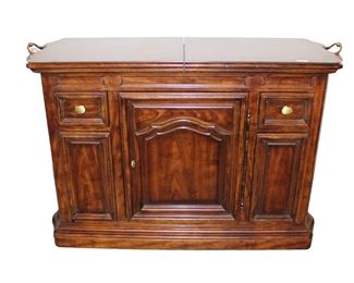 
Lot 667
Vintage Drexel Heritage burl walnut fitted slide top server/bar
