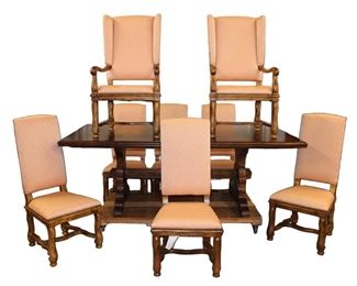 
Lot 668
Vintage Drexel Heritage 9pc walnut and oak dining room set
