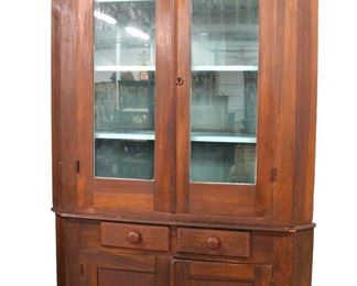 
Lot 680
Antique 2pc corner cabinet in the mixed woods circa 1790-1820
