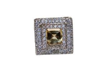 
Lot 689
Citrine and white sapphire sterling silver ring approx. size 7.5
