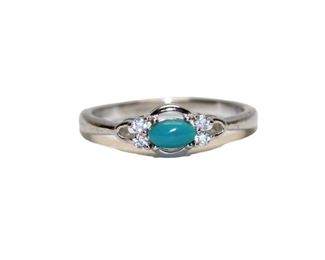 
Lot 696
.30 turquoise and white sapphire sterling silver ring approx. size 7
