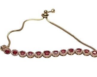 
Lot 709
4ct Mozambique rubies and white sapphire sterling adjustable bracelet
