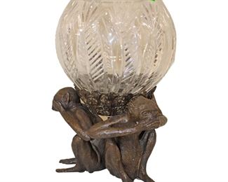
Lot 719
Leaded crystal bowl sitting on 3 bronze monkeys
