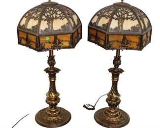 
Lot 739
Pair of Vintage fancy slag glass lamps
