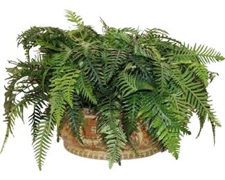 
Lot 743
Asian doubled handled oval bowl with faux fern
