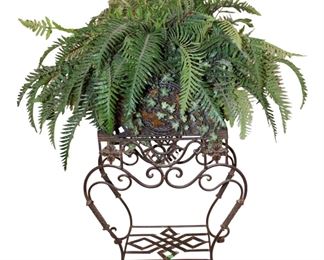 
Lot 745
Faux fern in fancy metal planter
