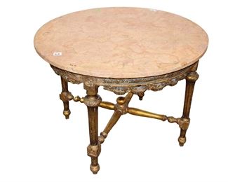 
Lot 768
French style 32" diameter marble top table
