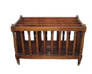 
Lot 773
Solid mahogany Canterbury/magazine rack with brass accents
