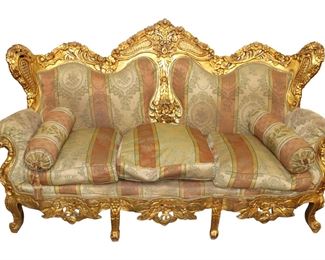 
Lot 803
French style heavily carved gild and wooden parlor sofa
