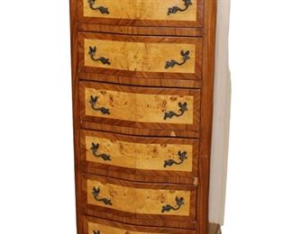 
Lot 804
French style 7 drawer burl maple/walnut lingerie chest
