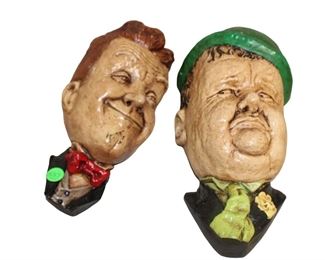 
Lot 837
Pair of Vintage chalk hanging faces wall art
