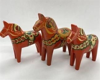 Vintage Swedish wooden dala horses