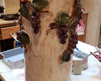 large pottery vase with grapes