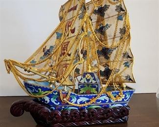 CLOISONNE  Bird Sailboat 