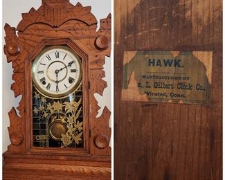 ANTIQUE GILBERT HAWK CLOCK 