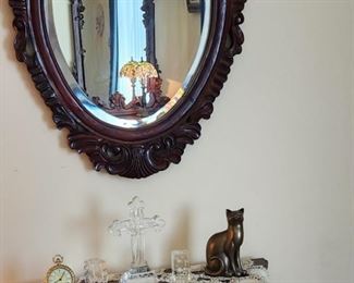 carved entry table with mirror
