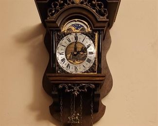 Antique Vintage, Wall Clock Made in Holland with Pendulum