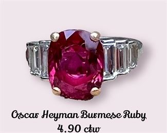 Oscar Heyman 4.9 ctw Burmese ruby ring