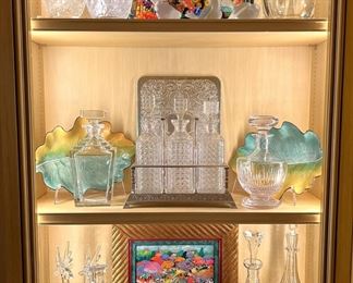 Daum, Lalique, Baccarat, antique tantalus, Bonnie Siebert oil paintings - (3) Baccarat 1925 perfume bottles were removed by the family after the photographs were taken. So sorry!