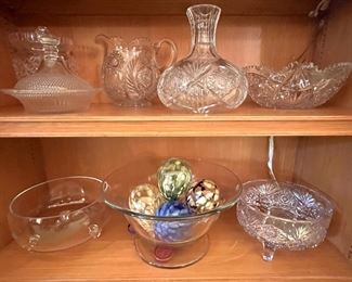 Steuben, American Brilliant cut glass, pressed glass, Waterford, hand blown Christmas balls