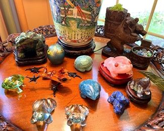 Carved stone and crystal Frog Collection