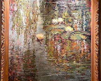Alan Wolton “Lotus” - oil on canvas - very textural large painting