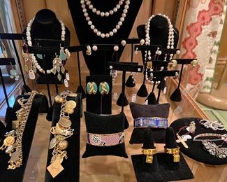 Charm bracelets, pearls, Hermes, Charles Turi 18k…all gold…all real except for fine costume