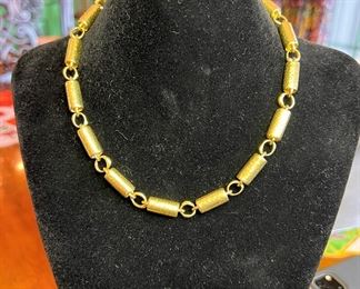 Elizabeth Gage vintage Gold Tube Necklace