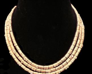 Elizabeth Gage three-strand collar with diamonds