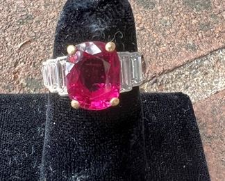 4.90 carat ruby and diamond ring - purchased at Oscar Heyman in 1982. We have a copy of the original receipt. The ring does not have the Oscar Heyman hallmark