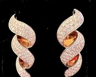 18k spiral diamond earrings with matching necklace - sold separately