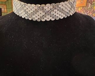 Sterling rhinestone choker