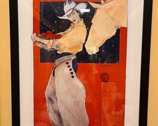 Signed and numbered cowgirl lithograph