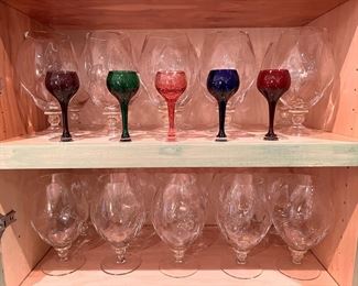 Murano goblets with gold center bubble