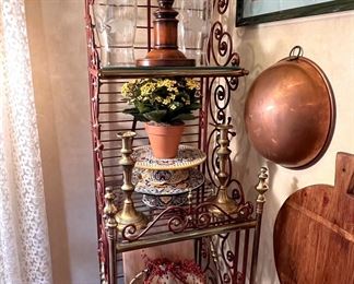Small iron Baker’s Rack with glass shelves. It’s really gorgeous!