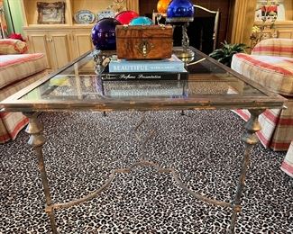Heavy iron and glass coffee table
