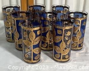 weight water glasses with blue and gold design541 t