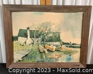 woriginal watercolor hangout of hunters signed painting961 t
