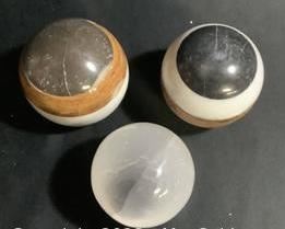 wset of three polished stone orbs621 t