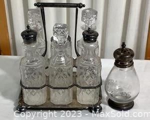 wvintage silverplate and glass condiment set321 t