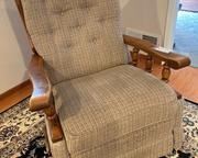 wvintage wood and fabric recliner41 t