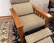 wvintage wood mission style triangle fabric recliner71 t