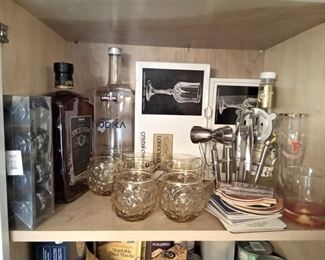 Longchamp Crystal, Barware and Contents of Cubby
